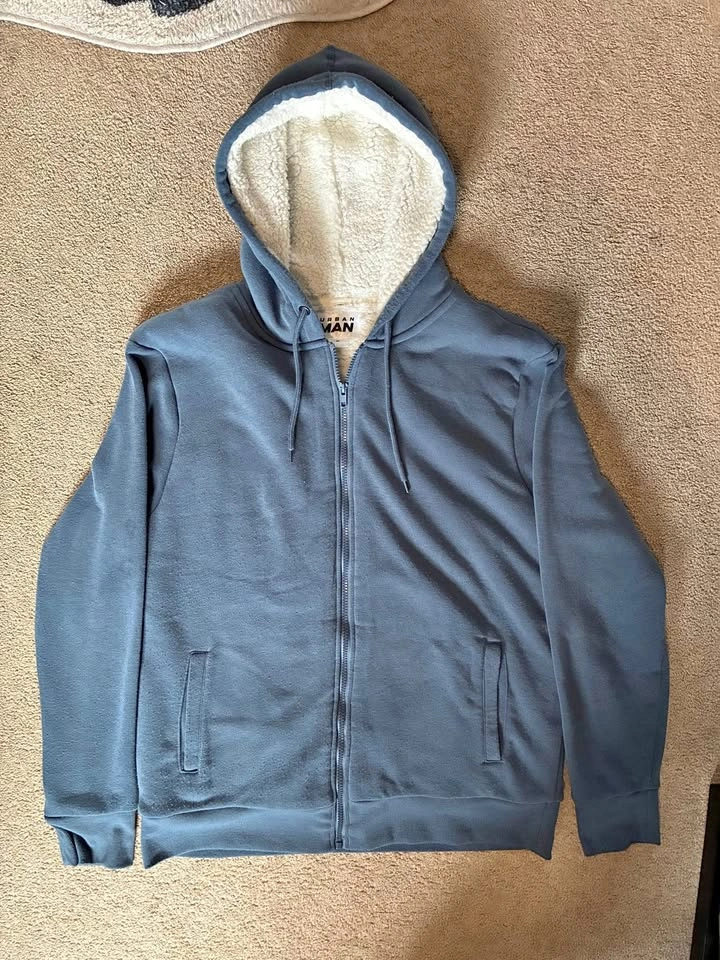 Blue Fur Lined Hoodie