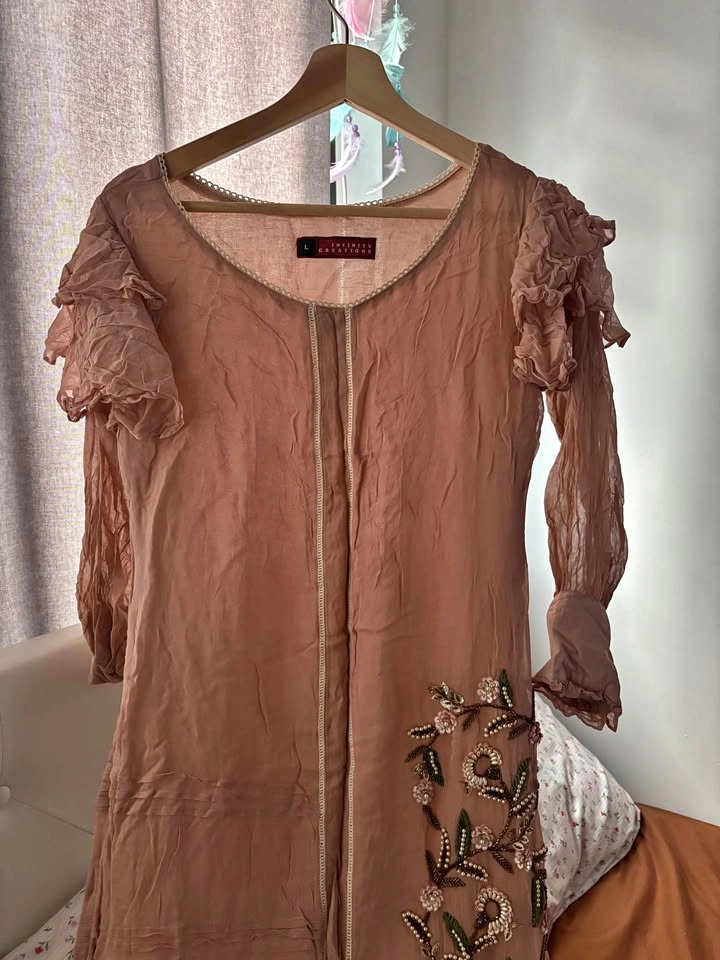 Infinity Creations Dusty Rose Embroidered Tunic, Size L