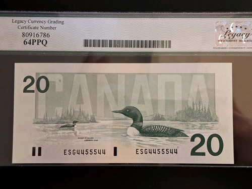 1991 Bank Of Canada $20, 2-Digit Radar Note, 4455544