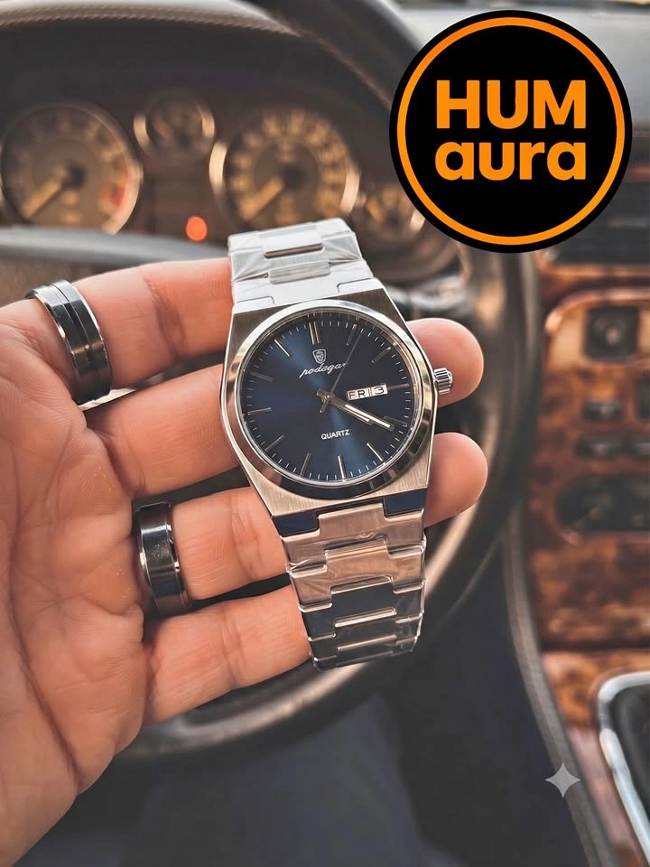 Brand New Humaura Men's Luxury Steel Quartz Watch - Blue Dial