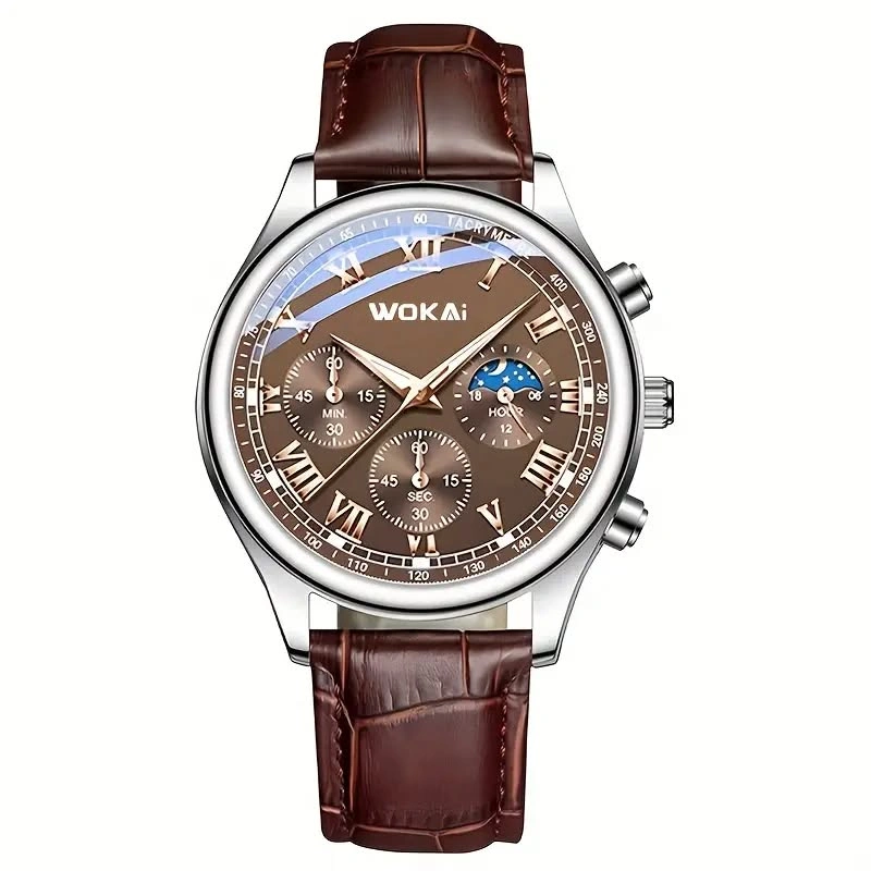 NEW Men's Luxury Quartz Watch with Faux Leather Strap - photo 2