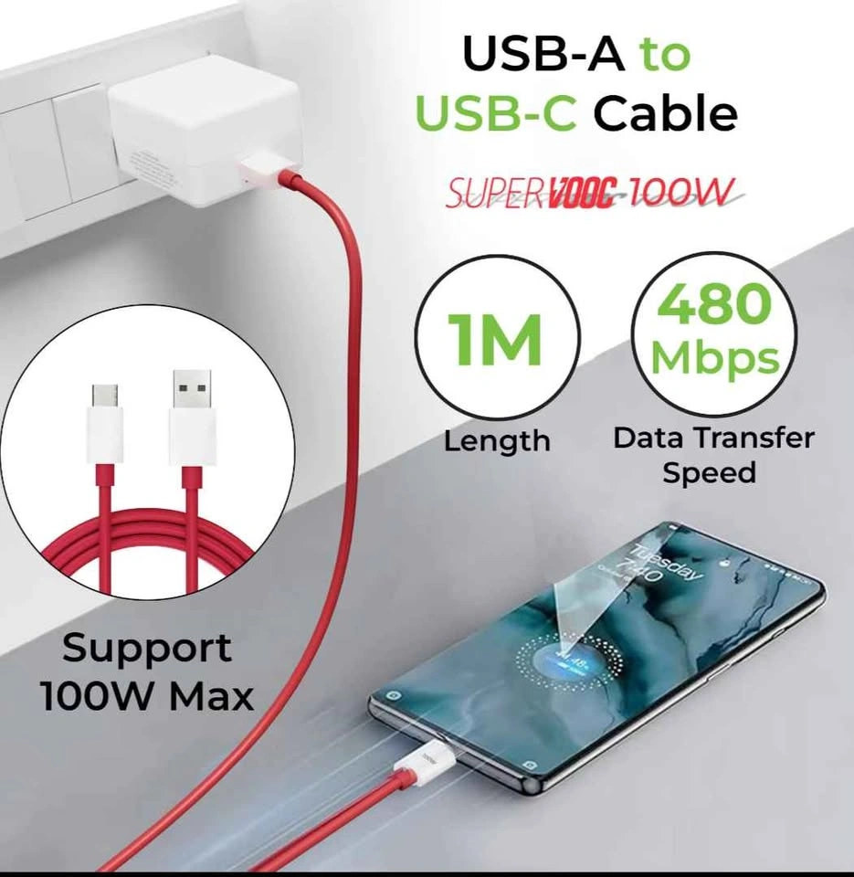 OnePlus Super USB-A to Type-C Dash Charging Cable - 2 Meters - photo 2