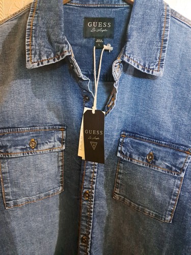 Guess Los Angeles Men's Vintage Blue Denim Shirt NWT