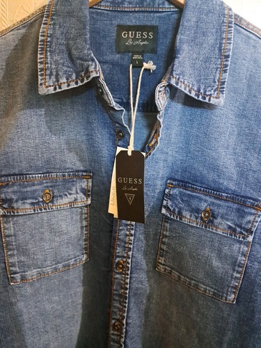 Guess Los Angeles Men's Vintage Blue Denim Shirt NWT - photo 2