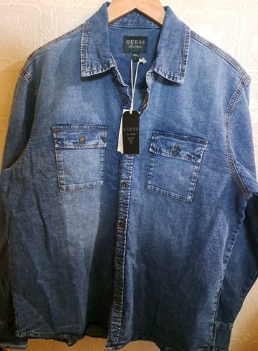 Guess Los Angeles Men's Vintage Blue Denim Shirt NWT - photo 3