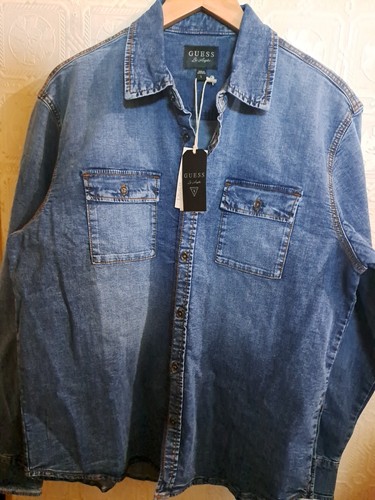 Guess Los Angeles Men's Vintage Blue Denim Shirt NWT - photo 4