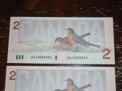 1986 Bank of Canada $2 Change Over Notes AUJ Crow-Bouey - photo 3