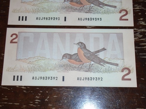 1986 Bank of Canada $2 Change Over Notes AUJ Crow-Bouey - photo 4