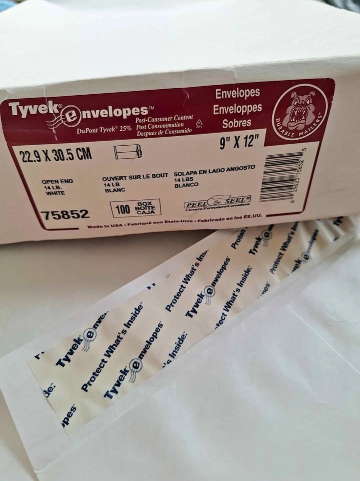 Tyvek 9" x 12" Envelopes, 100 Count
