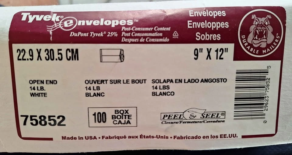 Tyvek 9" x 12" Envelopes, 100 Count - photo 5