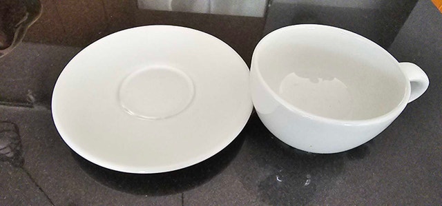 White Ceramic Tea Cup and Saucer - two pair - photo 2