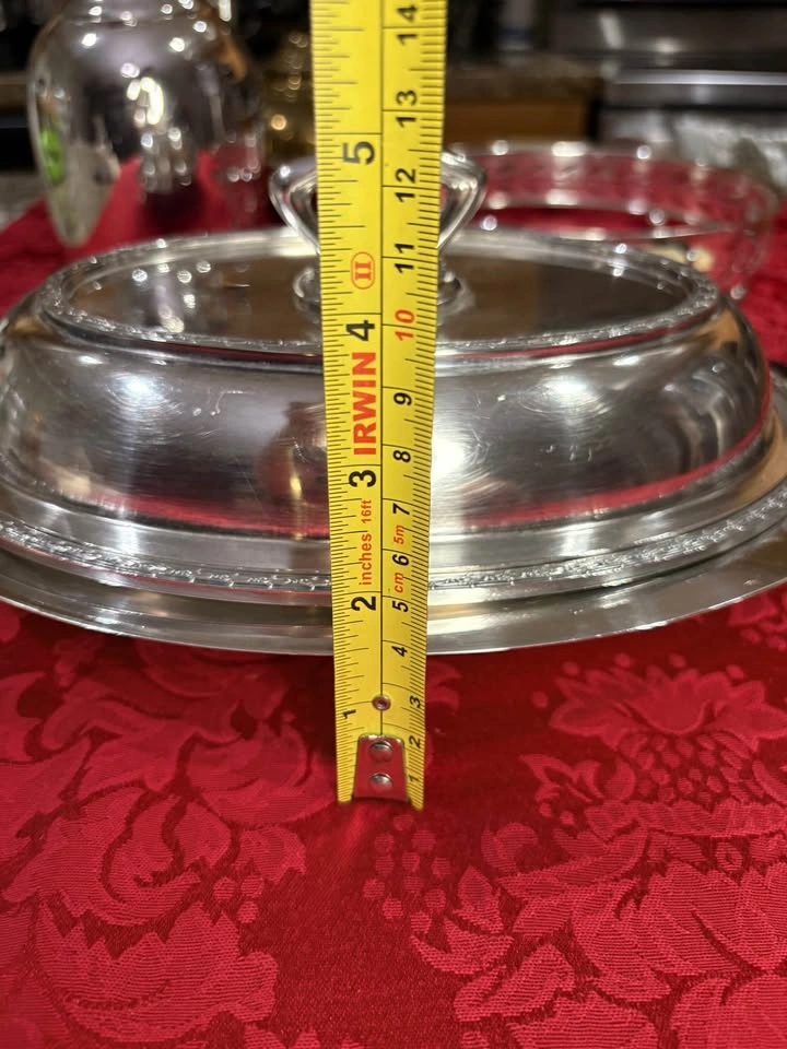 Silver-Plated Oval Serving Dish with Lid - photo 4