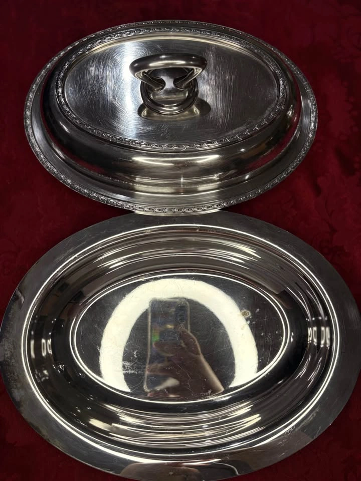 Silver-Plated Oval Serving Dish with Lid - photo 5