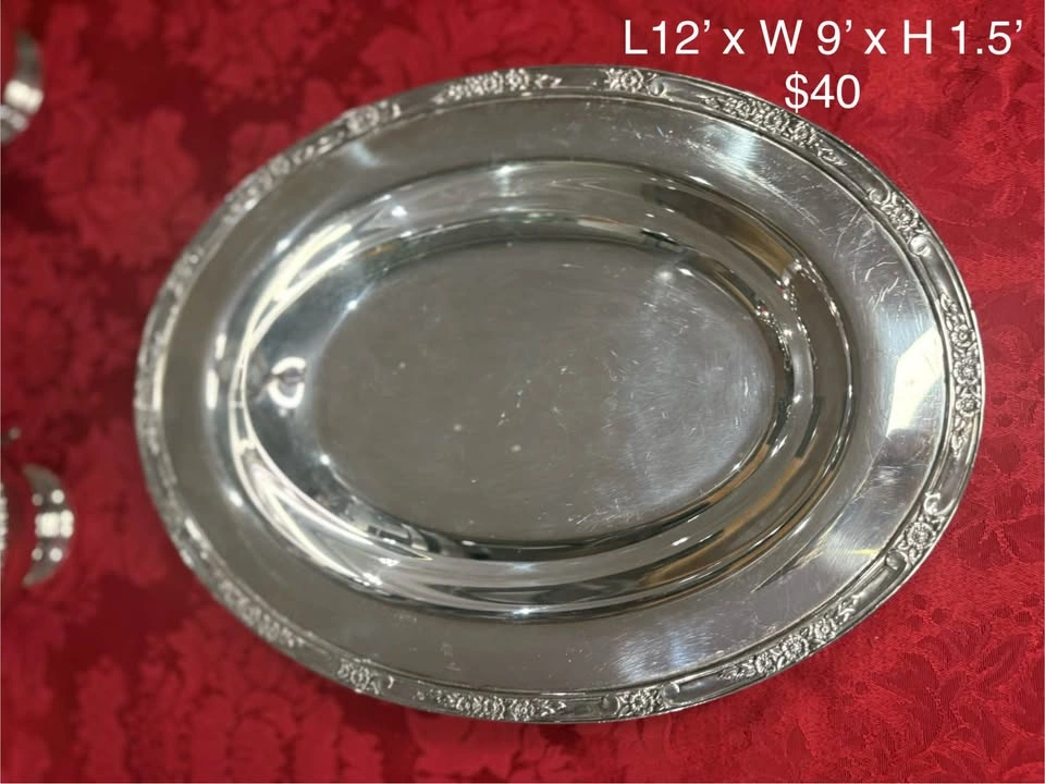 Vintage Silver-Plated Oval Serving Platter - photo 3