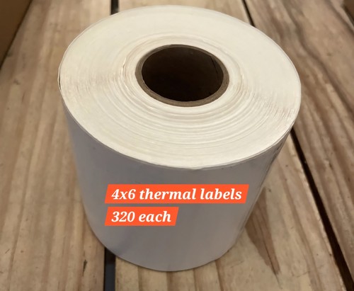 2- Direct Thermal Label Rolls, 4" x 6.25", 640 Total Labels