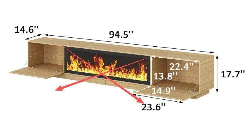 94.5" Modern Fluted TV Stand with Electric Fireplace - photo 2