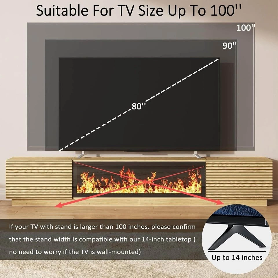 94.5" Modern Fluted TV Stand with Electric Fireplace - photo 3