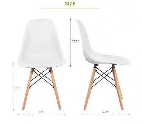 Set of 4 Eames Style White Dining Chairs with Wood Legs - photo 2