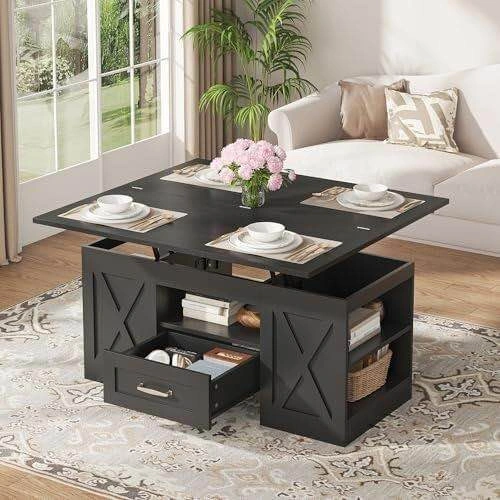 Lift Top Coffee Table with Storage and Convertible Dining Surfac - photo 3