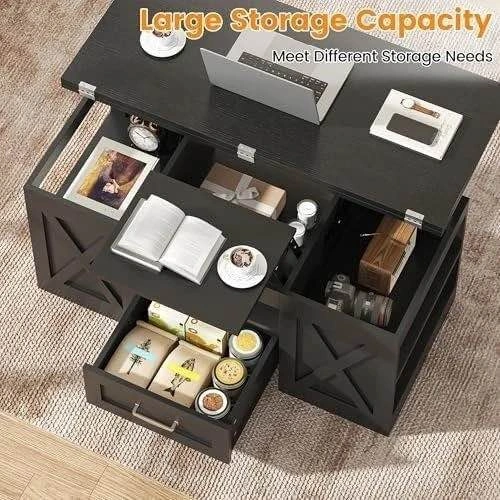 Lift Top Coffee Table with Storage and Convertible Dining Surfac - photo 4