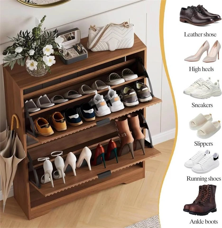 Fluted Wood Shoe Storage Cabinet - photo 3