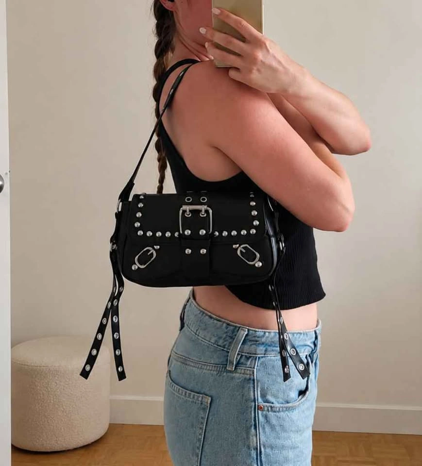Cute black shoulder bag - photo 5