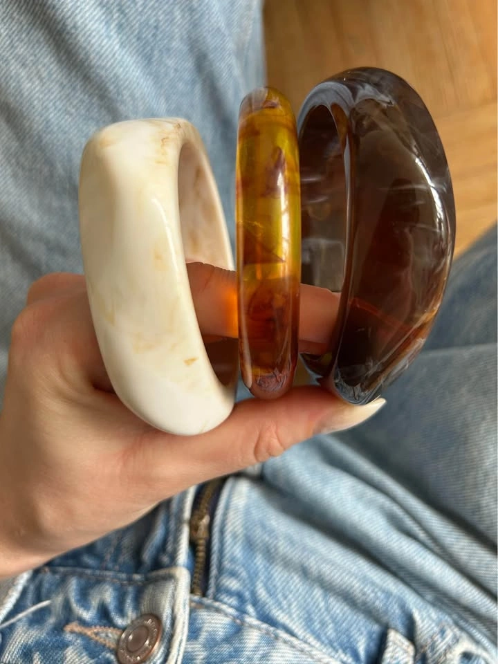 Chunky bangle bracelets with ring - photo 4
