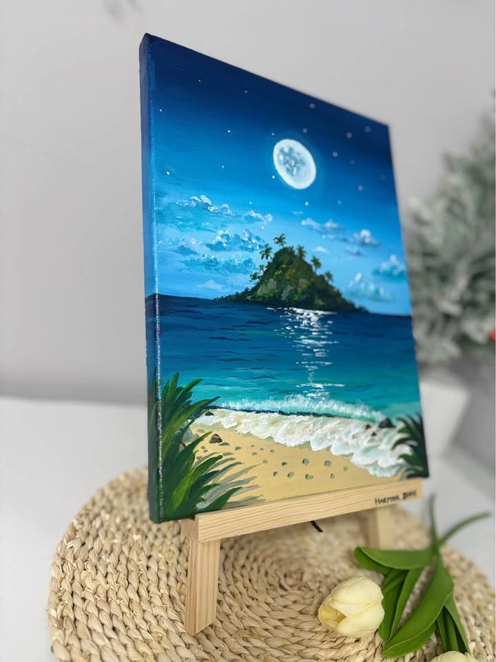 Moonlight Ocean – Original Acrylic Painting - photo 2