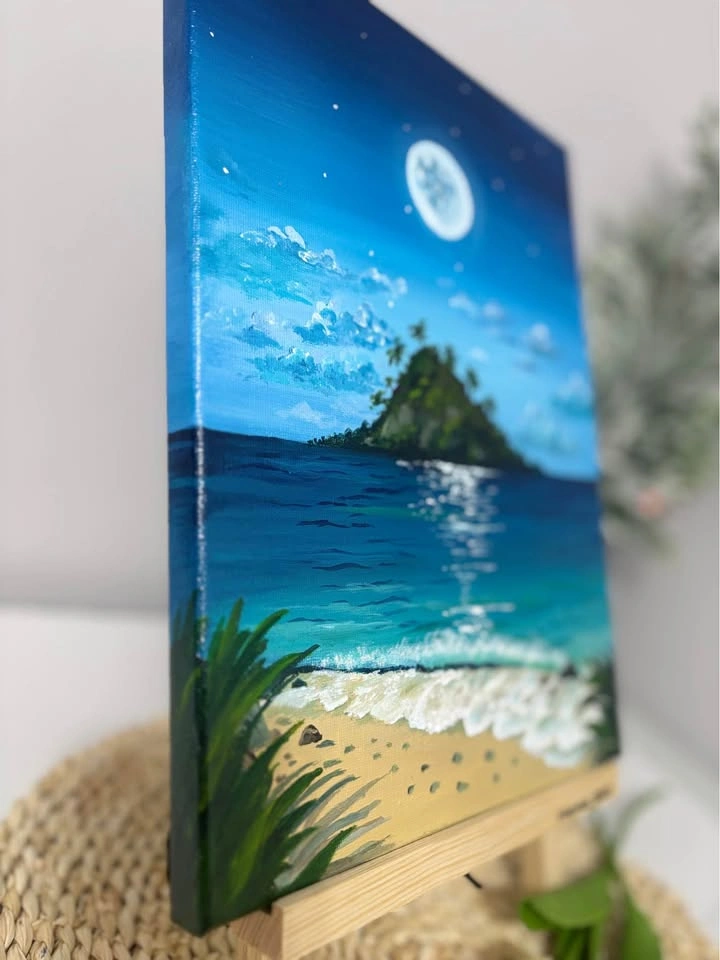 Moonlight Ocean – Original Acrylic Painting - photo 3