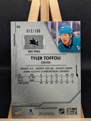 2025-26 SkyBox Metal Universe Tyler Toffoli PMG Red #/100 #95 - photo 2