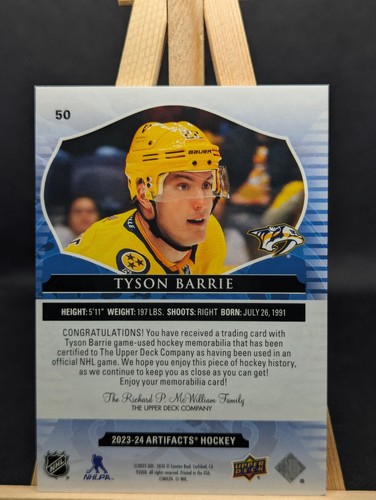 2023-24 Upper Deck Artifacts Fight Strap Tyson Barrie /15 - photo 2