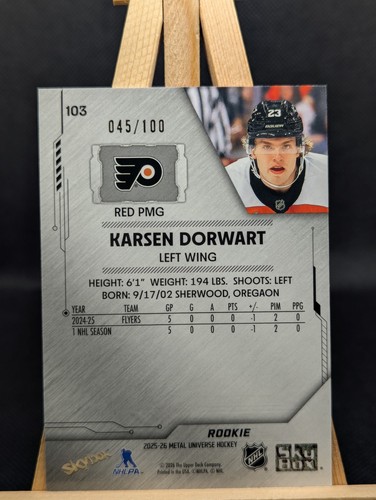2025-26 Skybox Metal Universe PMG Red Karsen Dorwart 045/100 - photo 2