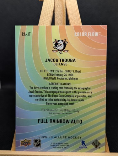 Upper Deck Allure Jacob Trouba Full Rainbow Auto - photo 2