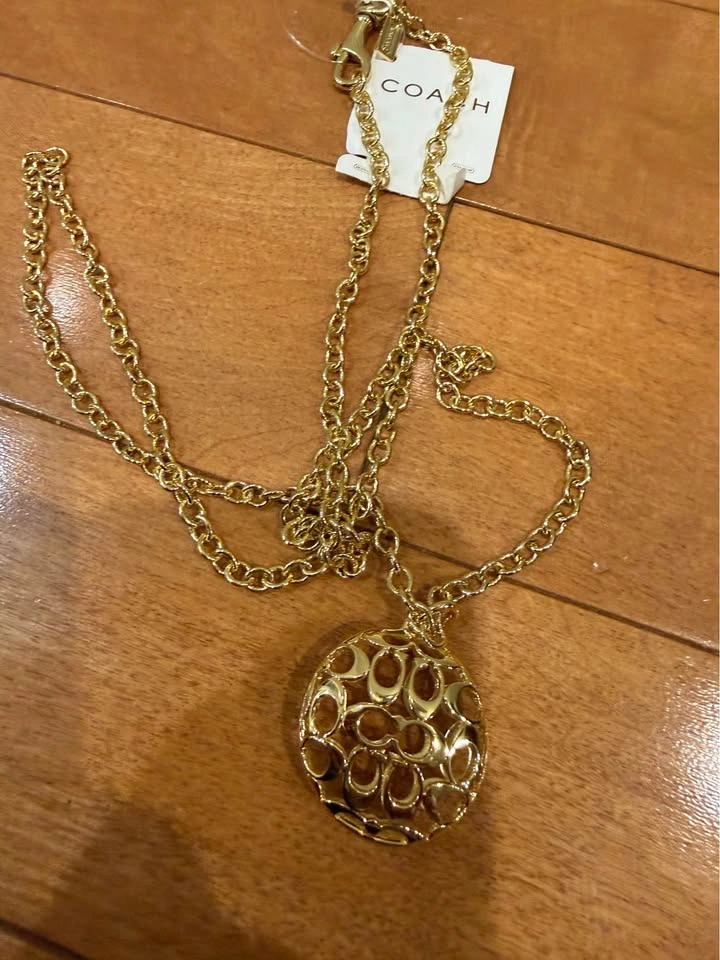 Coach Gold Tone Signature Logo Pendant Necklace - photo 4
