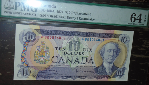 1971 Bank of Canada $10 Note, Bouey-Rasminsky, Replacement *DK - photo 2