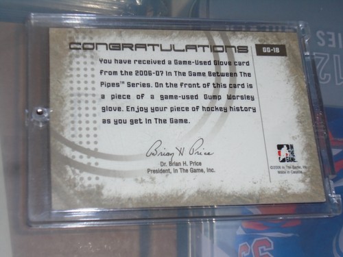 2006 In The Game Between The Pipes Gump Worsley Game Used Glove - photo 5