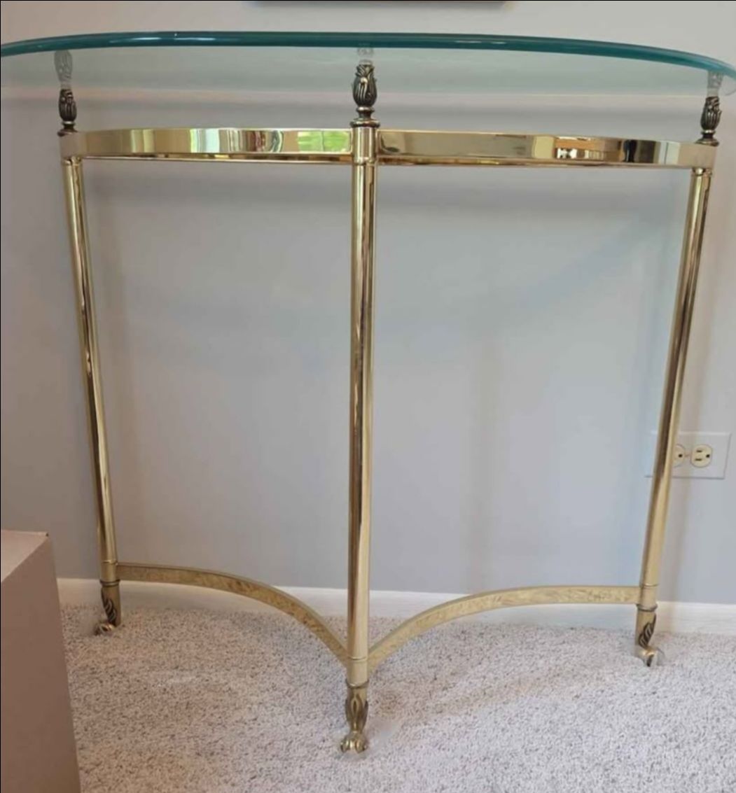 Demi-Lune Glass Side Table