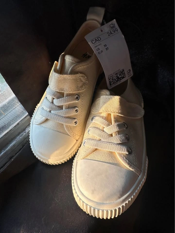 New H&M Cream Canvas Sneakers - Size 10 - photo 3