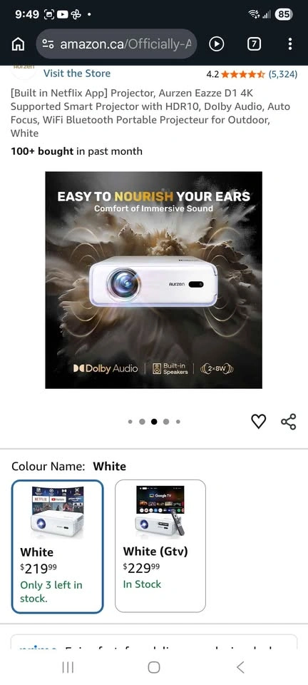 Aurzen Eazze D1 4K Supported Smart Projector - photo 3