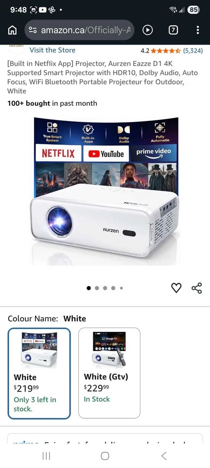 Aurzen Eazze D1 4K Supported Smart Projector - photo 4