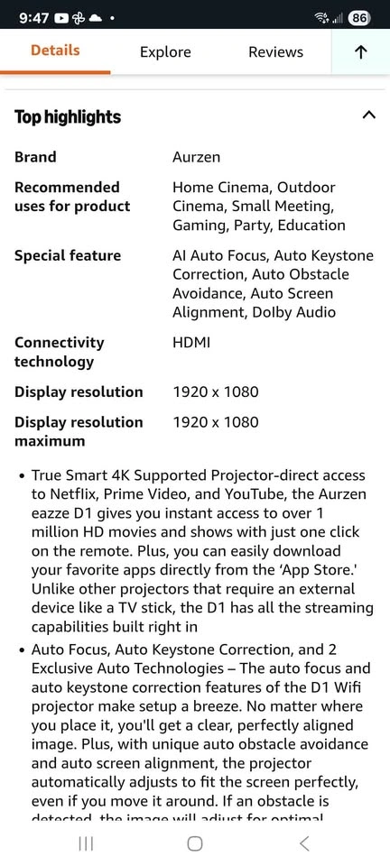 Aurzen Eazze D1 4K Supported Smart Projector - photo 5
