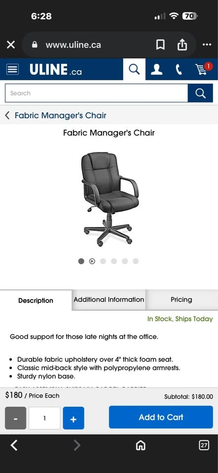 Uline Manager's Chair H-4118 - photo 2