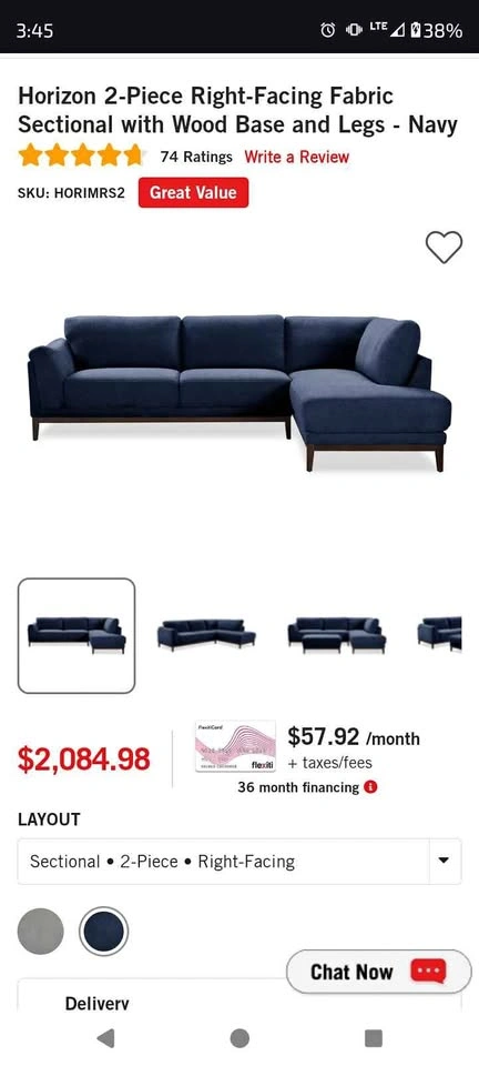 Navy blue sectional - Moving Sale