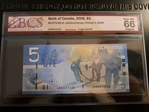 2006 Bank of Canada $5 3-Digit Radar Note, AAM 2215122, BCS 66 - photo 2