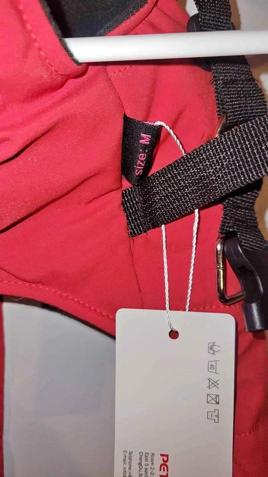 Dog Winter Jacket With Adjustable Harness (Red)