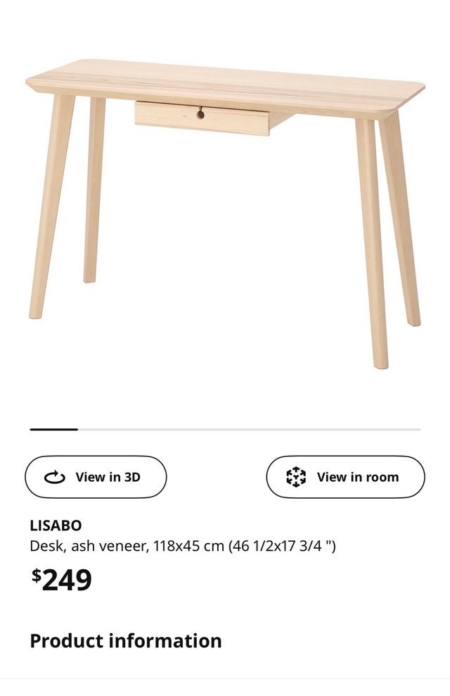 IKEA LISABO Desk Ash Veneer