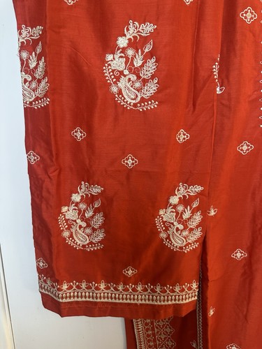 Pakistani Embroidered 2 Piece Shalwar Qameez Size XL Rust - photo 5