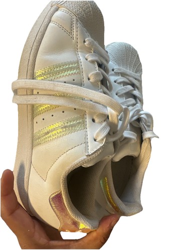 Size 5 - Adidas Superstar White Metallic Girls