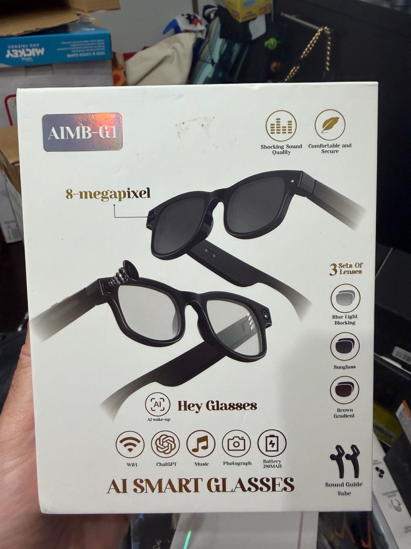 AIMB-G AIMB-G1 AI Smart Glasses, 8MP Camera, Wi-Fi Bluetooth
