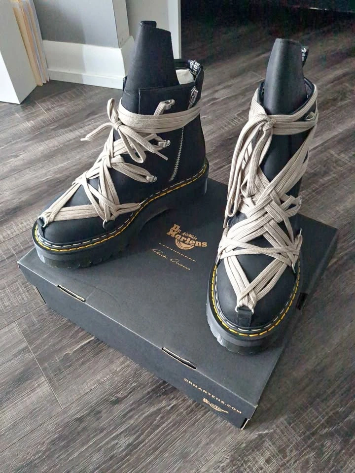 Dr. Martens x Rick Owens Black Leather Platform Boots size 9 men